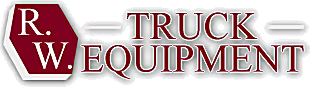 Logo for R.W. Truck Equipment, featuring R.W. in a red hexagon and TRUCK EQUIPMENT to
its right.