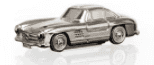 Silver Mercedes-Benz 300 SL scale model car