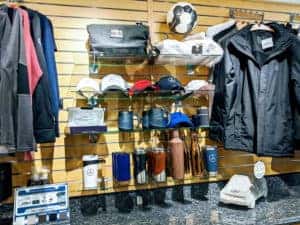 Mercedes-Benz apparel and accessories on display in the boutique at Mercedes-Benz of Smithtown