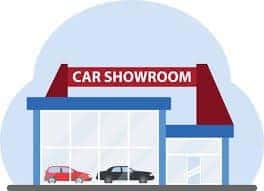 Illustration of a modern car showroom building