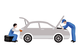 Illustration of technicians servicing a vehicle