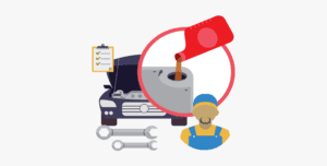 Illustration of vehicle fluids being topped off