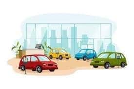 Illustration of a line-up of vehicles