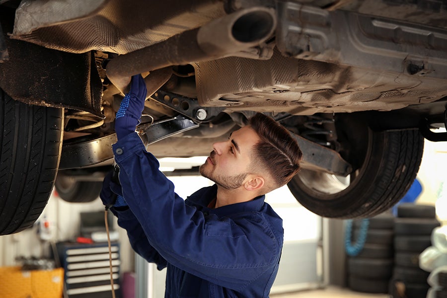 Factory-trained technician servicing a Mercedes-Benz